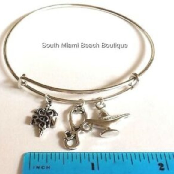 Nursing RN Caduceus Charm Bracelet Stethoscope Nightingale Lamp Graduation Gift - Picture 7 of 9